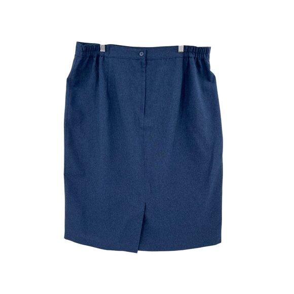 Navy Pencil Skirt 20W Sag Harbor Suits Blue Elastic Waist Office Vintage Modest - Picture 2 of 8
